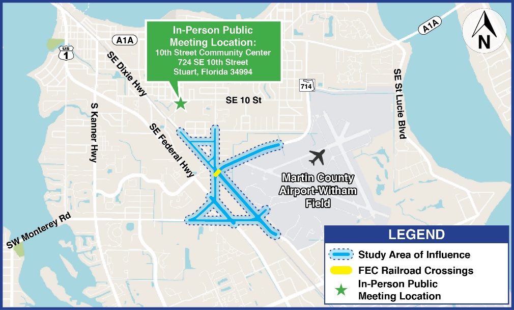 Work Area Map and In Person Public Meeting location