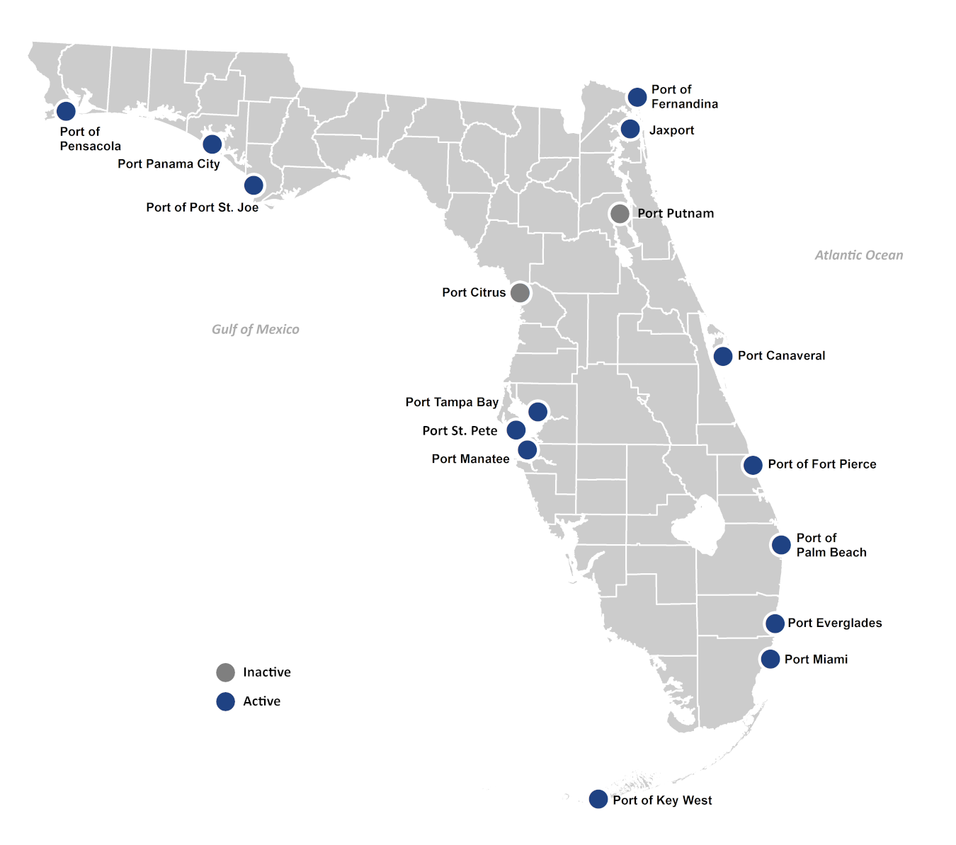 Florida Seaports Map Graphic