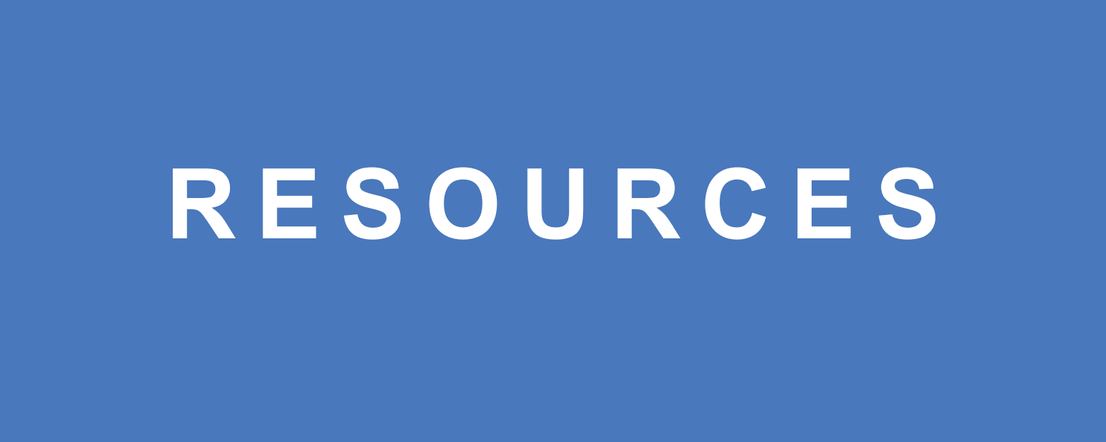 Blue background with the title ‘Resources’ displayed prominently.