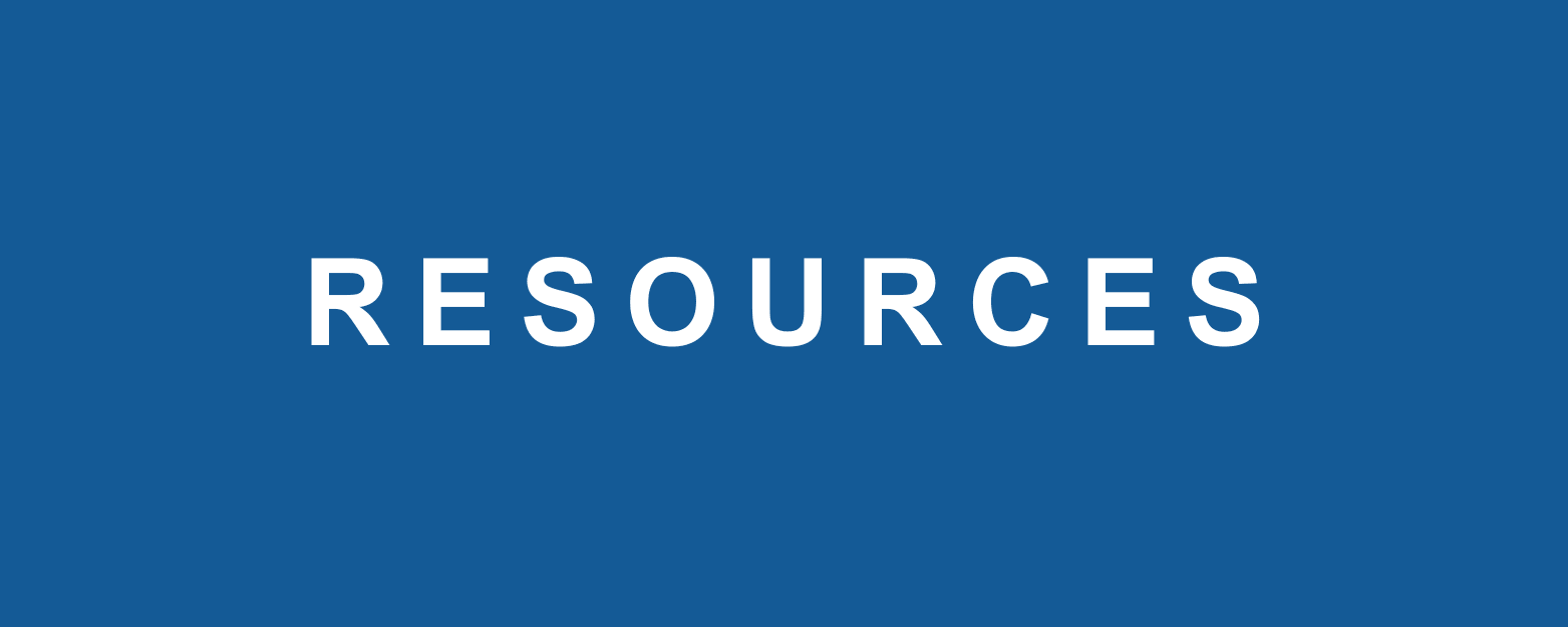 Blue background with the title ‘Resources’ displayed prominently.