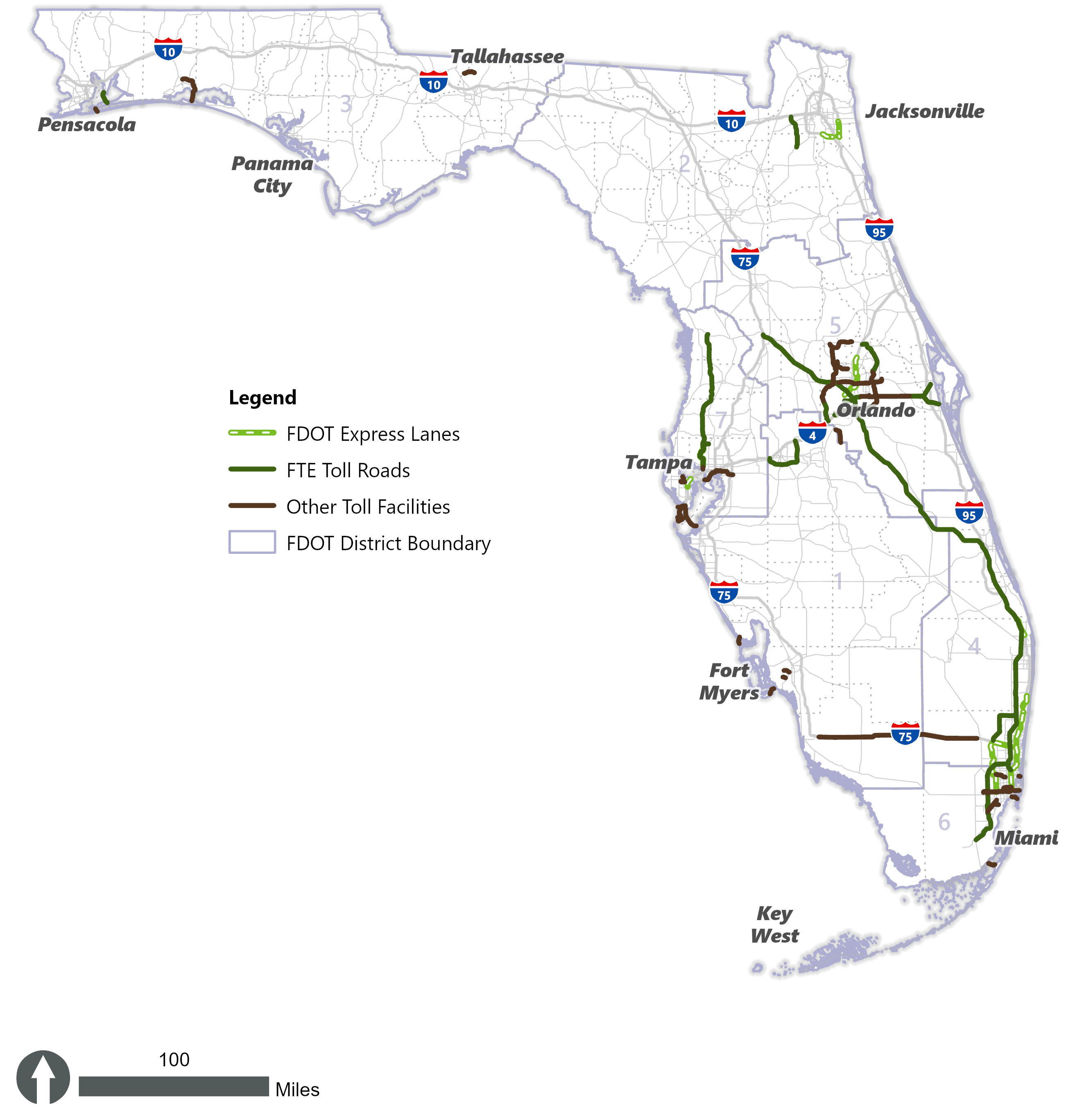 statewide managed lane facility map