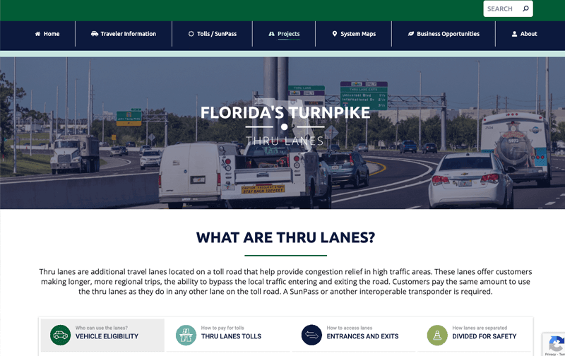 Learn about Thru Lanes on Florida’s Turnpike
