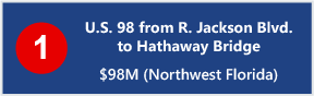 1 - U.S. 98 from R. Jackson Blvd.  to Hathaway Bridge - $98M (Northwest Florida) 