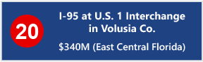 20 - I-95 at U.S. 1 Interchange  in Volusia Co. - $340M (East Central Florida) 