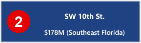 2 - SW 10th St. - $178M (Southeast Florida) 