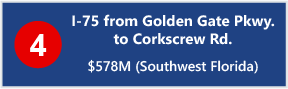 4 - I-75 from Golden Gate Pkwy.  to Corkscrew Rd. - $578M (Southwest Florida) 