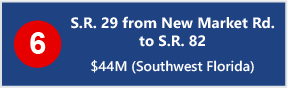 6 - S.R. 29 from New Market Rd.  to S.R. 82 - $44M (Southwest Florida) 