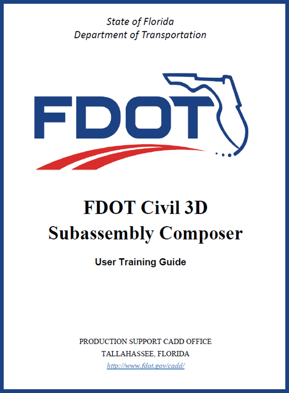 FDOT C3D SubAssembly Composer cover page.