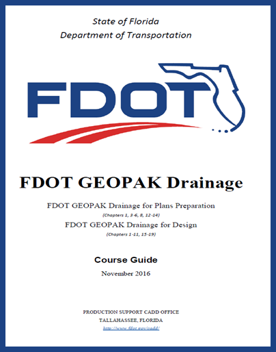 FDOT GEOPAK Drainage cover page.