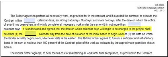Screen shot of contract page.