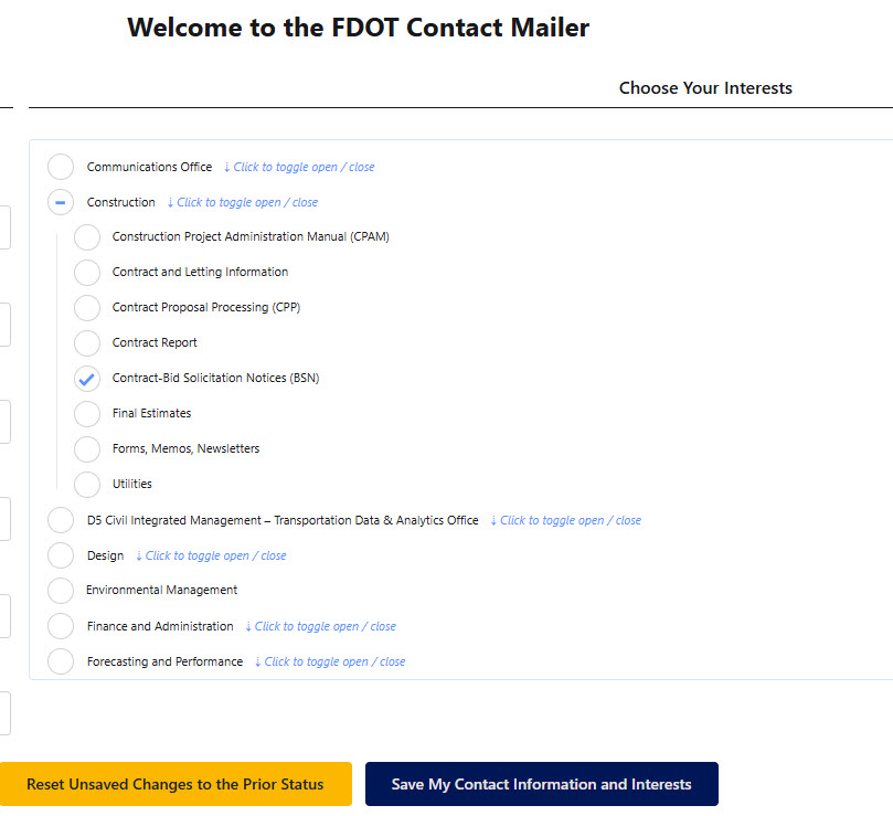 ContactMailerScreenShot Screen shot showing the FDOT Contact Mailer web site