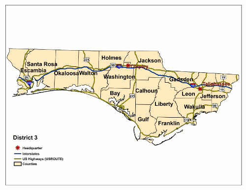 Map of FDOT District 3