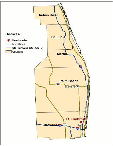 Map of FDOT District 4