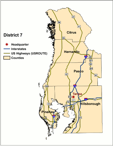 Map of FDOT District 7