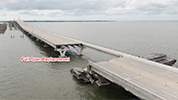 Image depticting the missing full span of the Pensacola Bay Bridge, slated for replacement