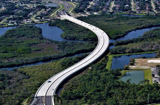 East end of Crosstown Parkway Bridge extension near US-1 looking west to Floresta Drive in Port St. Lucie