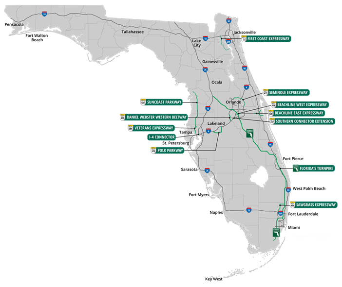 Floridas Turnpike System Map