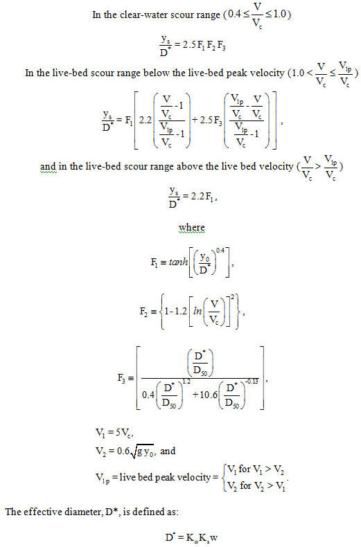 Sheppards Pier Scour Equations