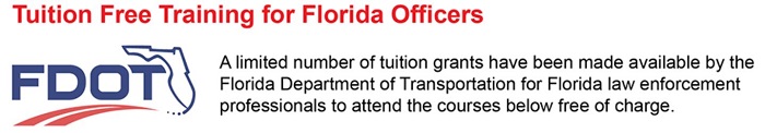 Image of FDOT logo with words for tuition free training for Florida Officers