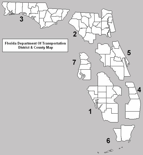 Map of state of Florida indicating the Districts