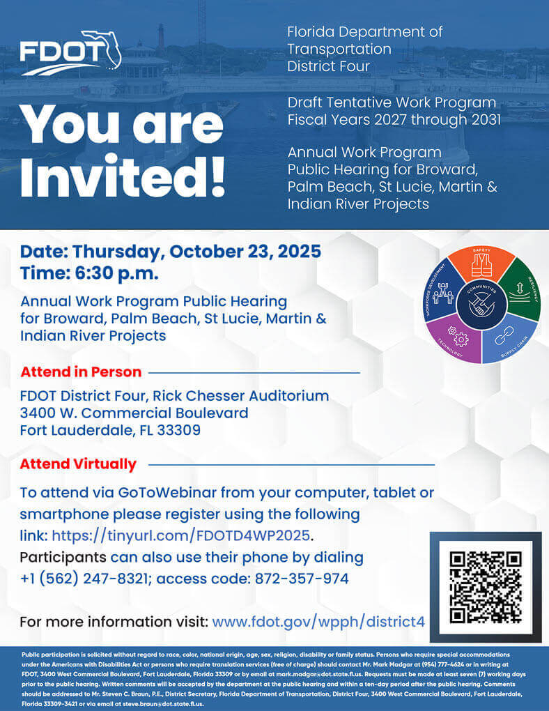 FDOT D4 Work Program Public Hearing Invitation