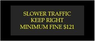 slower traffic keep right minimum fine $121