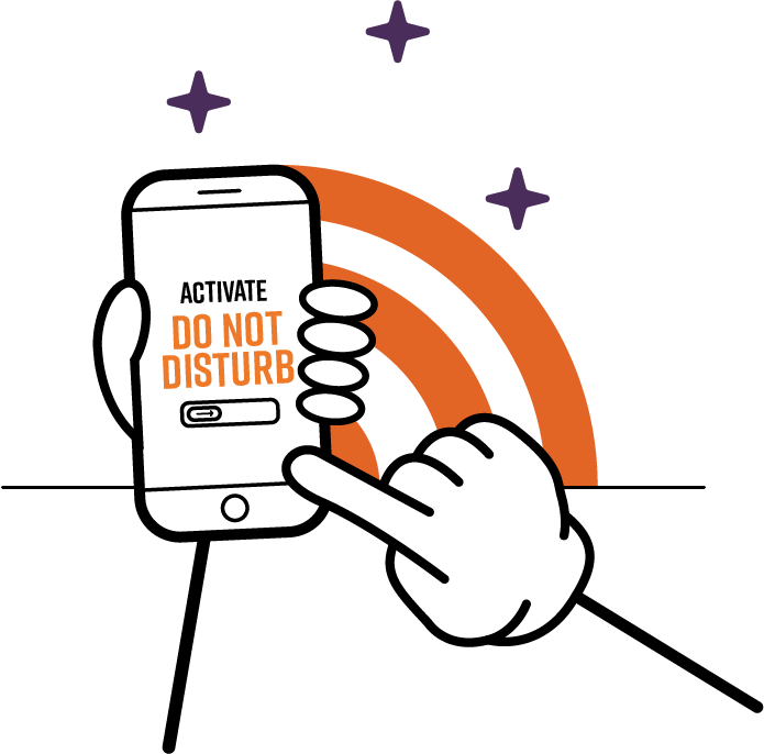 Person activating do no disturb on phone