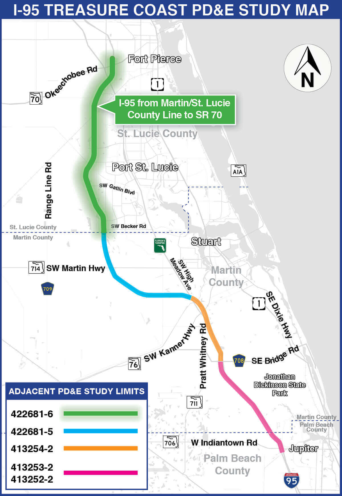 I-95 St. Lucie County South PD&E Study map