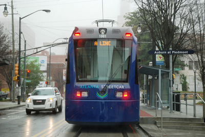 Photo of a modern streetcar