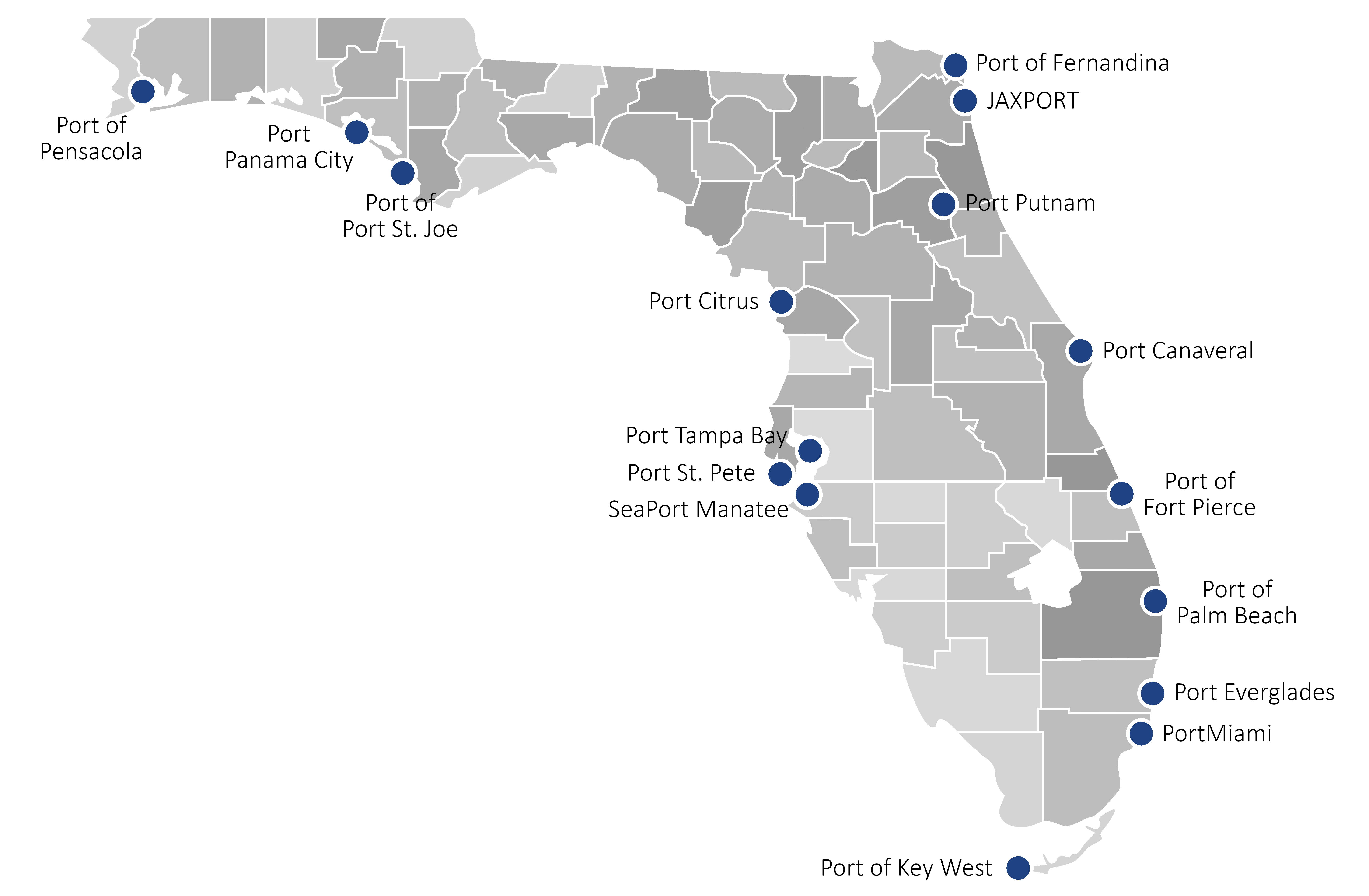 Florida Seaports Map Graphic